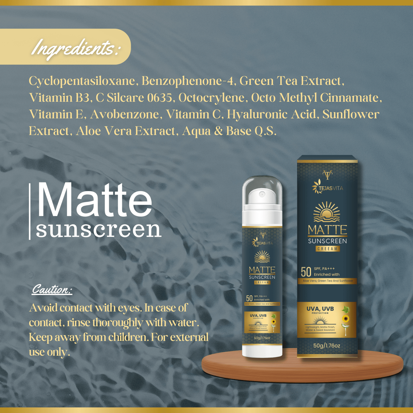 Tejasvita Ultra Matte Mineral Sunscreen SPF 50 PA++++ - TejasVita