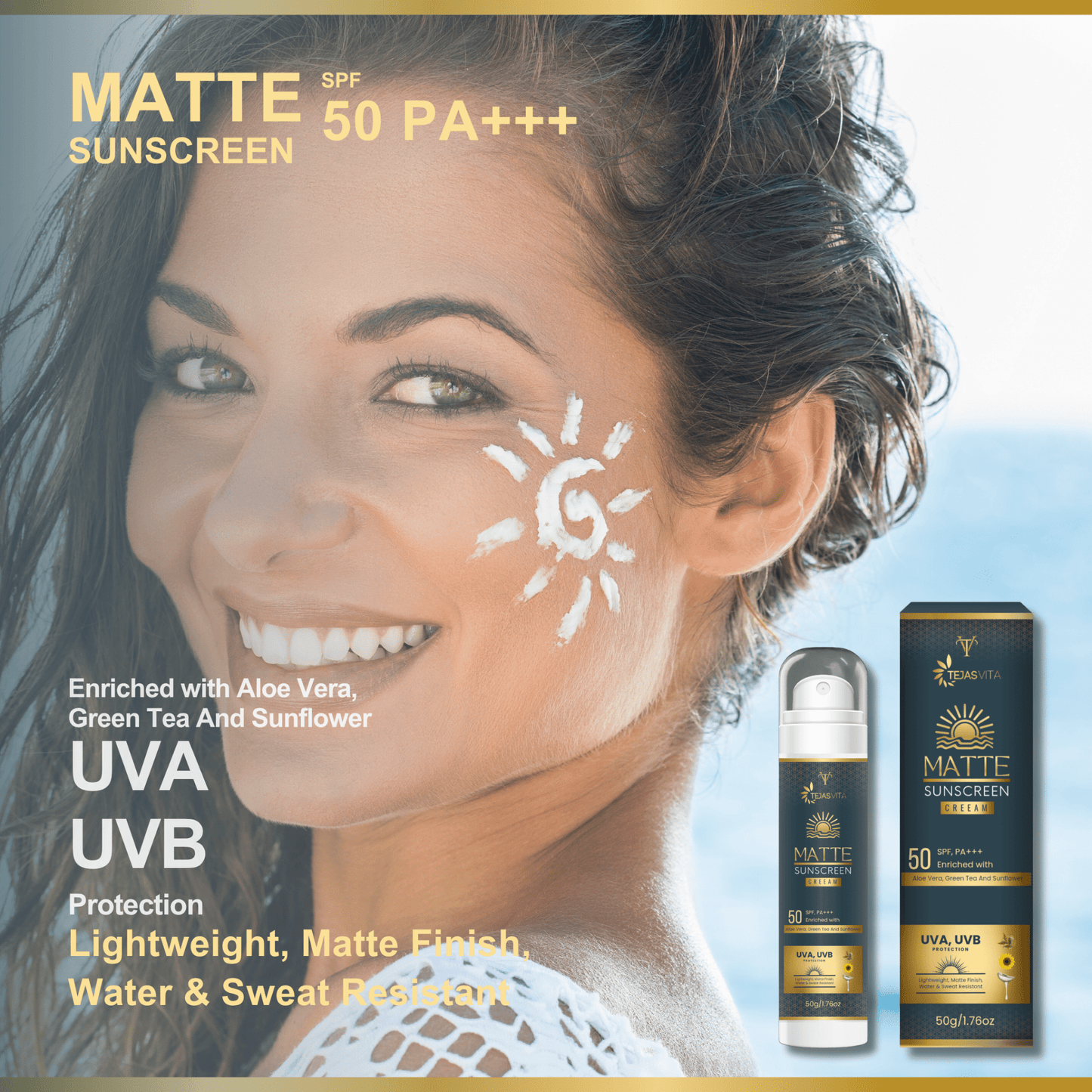 Tejasvita Ultra Matte Mineral Sunscreen SPF 50 PA++++ - TejasVita
