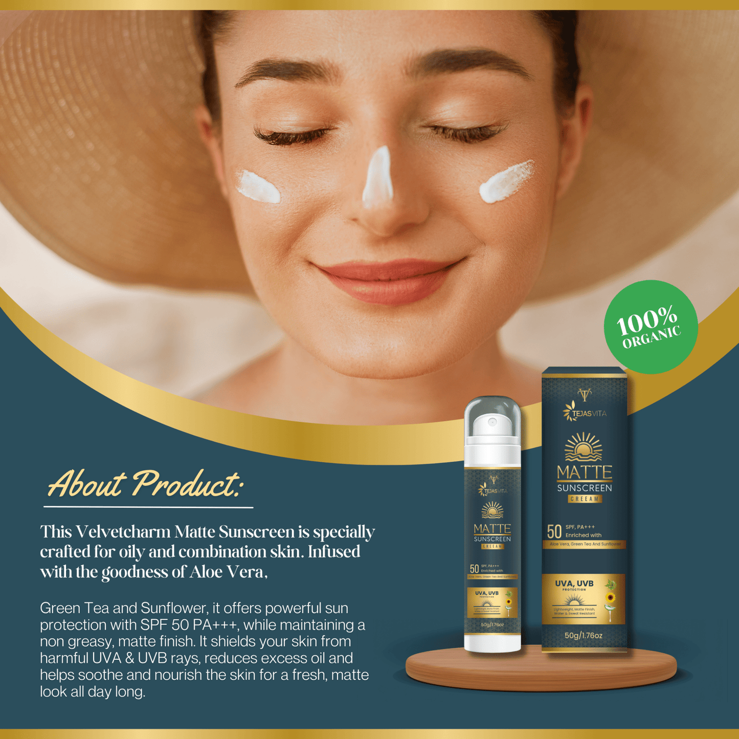 Tejasvita Ultra Matte Mineral Sunscreen SPF 50 PA++++ - TejasVita